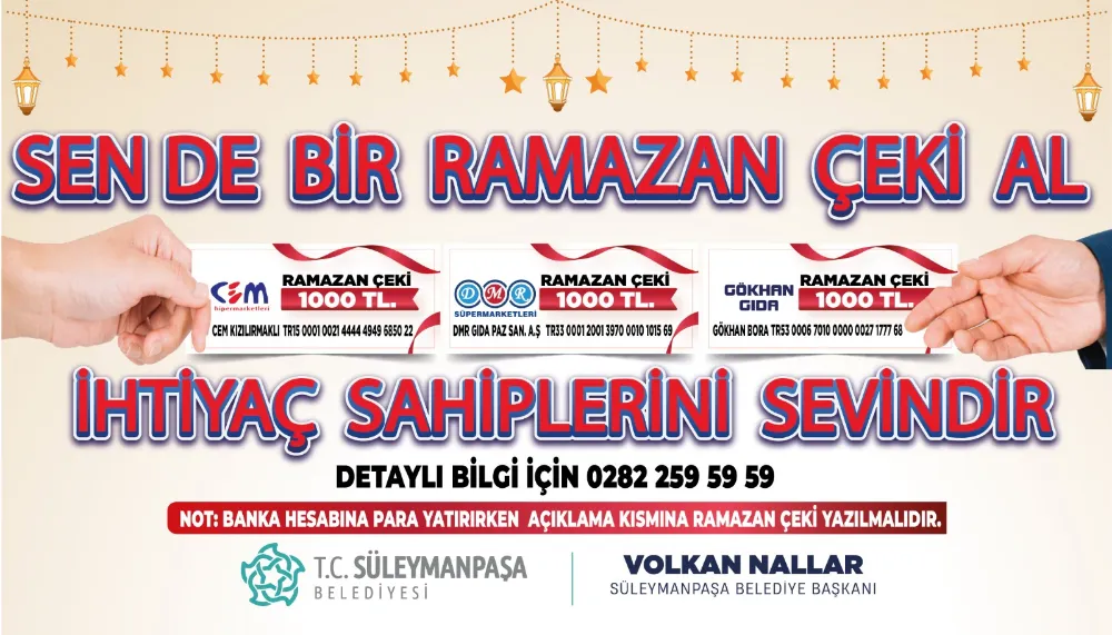 Süleymanpaşa Belediyesinden Ramazan Ayında Anlamlı Kampanya